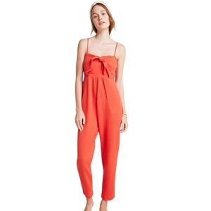Anthropologie Saturday Sunday Red Isabel Tie Front Smocked Jumpsuit Size Medium‎